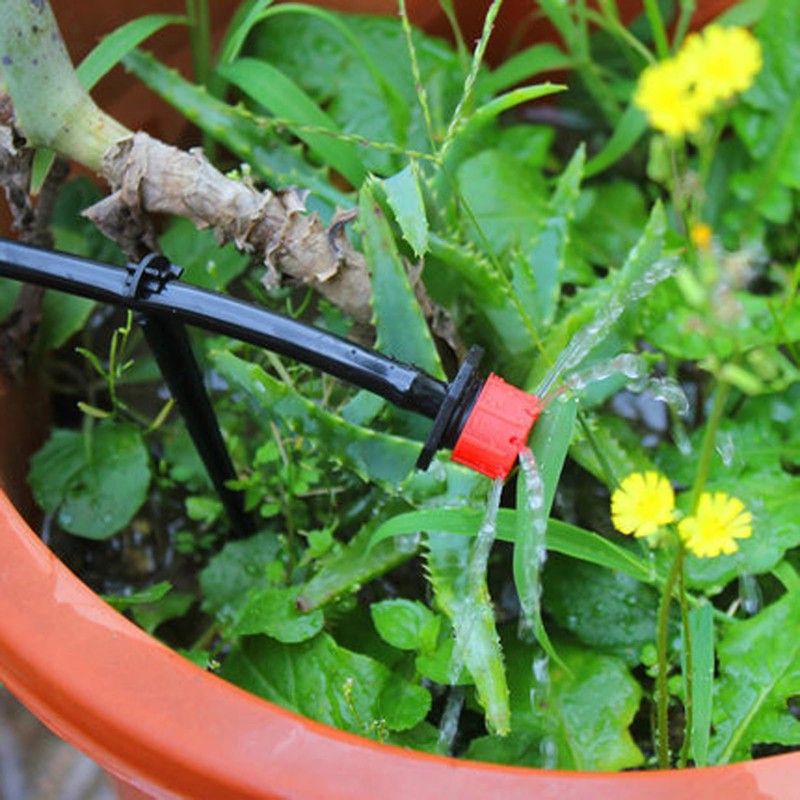 50 Einstellbare Micro Drip Tropfer+50 T-Steckverbinder+50 Gartenschlauch-Erdanker Garten Micro-Drip-System Automatische