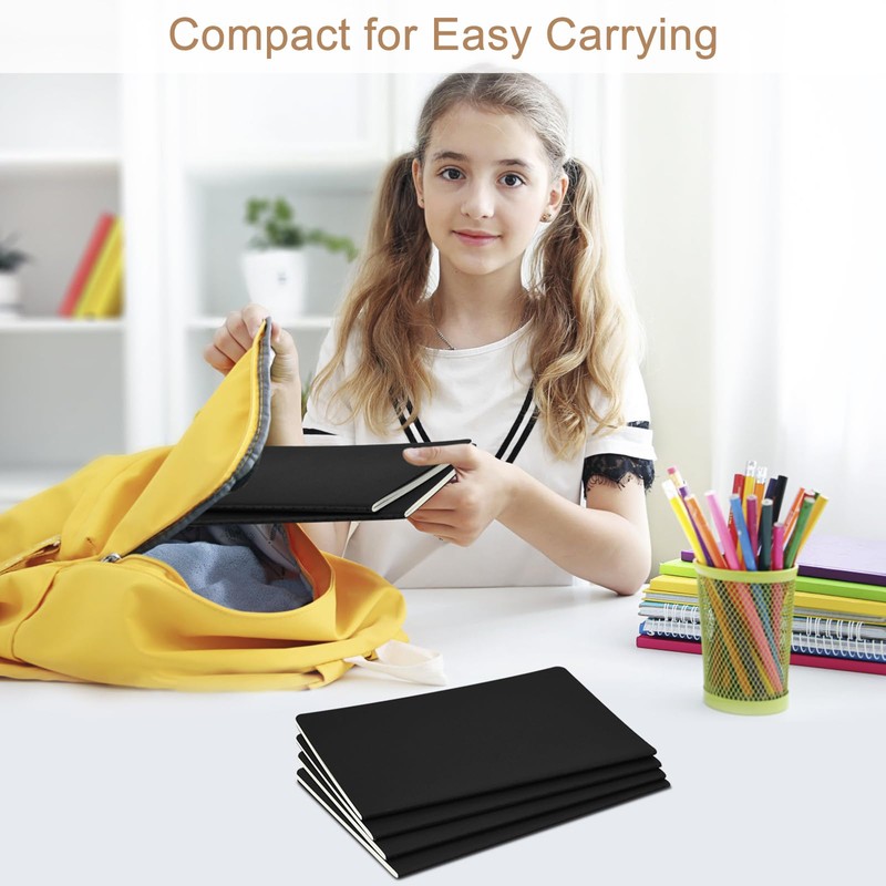 ZCZN A5 Blank Notebooks – 5 Pack, Black Kraft Cover