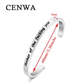 CENWA Mother of The Fucking Year Bracelet Cuff Gifts for Moms Momlife Gifts for Her Best Mom Ever (Fucking Year Cuff S1)