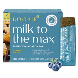 Boobie Bar Superfood for Lactation and Breastfeeding 1.7 Ounce Bars (7 Pack, Blueberry Muffin)