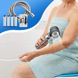 Ion Drops Filtered Shower Head, High Pressure Filtered Showerhead, Adjustable Settings, Turbine Shower Head with Hose & Bracket, Reduces Dry Itchy Skin