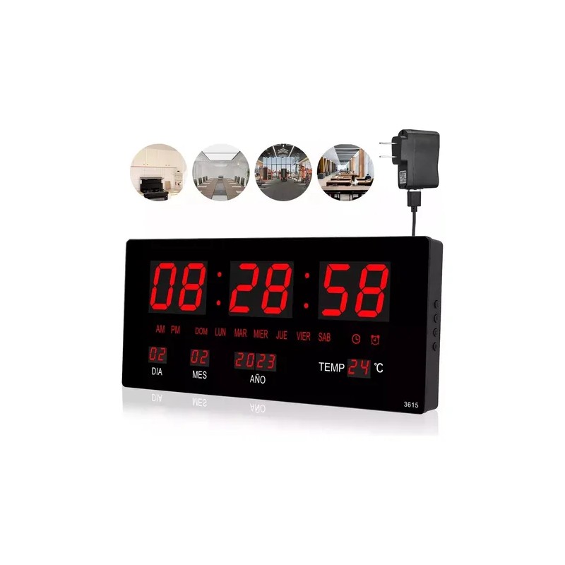 Reloj De Pared Digital Con Termómetro, Alarma Y Calendario