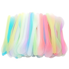 Goiio 200 PCS Cosmetic Spatula, 4.8'' Disposable Plastic Makeup Tools Spoon for Mixing and Sampling (Multi-color)