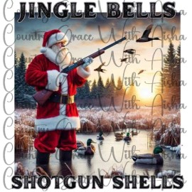 Handmade Sublimation Transfer Hunting Santa Christmas Ready To Press Heat Transfer