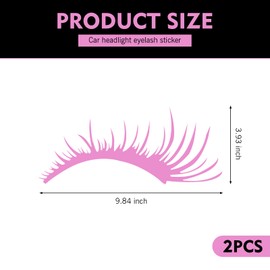 MLY 2 PCS Car Eyelashes Decal for Headlight, Funny Personality Fake Eyelash Sticker, Waterproof Self-Adhesive Car Lashes for Cars Truck Headlights (Pink)