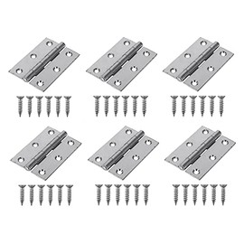 TERFÂ® 6 Pcs Zinc Plated Steel Butt Hinges 75mm Door Butt Hinges Folding 75mm [3 inch] Silver For Home Furniture Bathroom Cabinet Window Internal Doors Including Fixing Screw