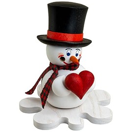 Seiffener Volkskunst Smoker Snowman Smoker with Heart 12 cm Romeo