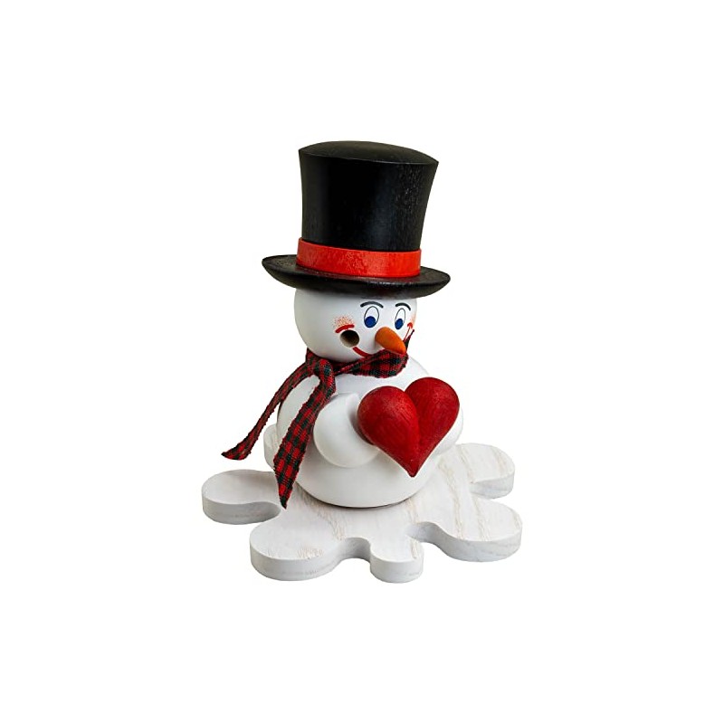 Seiffener Volkskunst Smoker Snowman Smoker with Heart 12 cm Romeo