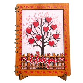 HEARTAGS- Anniversary Wood Card | 6x8 in Tree Of Heart Birthday Wooden Card For Husband, Wife, Him, Her, Boyfriend, Girlfriend, I Love You Wedding Anniversary Card