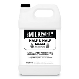 Real Milk Paint, Half and Half, Pure Tung Oil with Pine for Wood Finishing, Cutting Boards, Butcher Blocks, Clay, Stone, and Slate, 1 Gallon