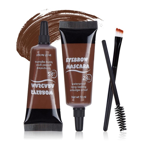 CAHIUYOA 2PCS Tinted Brow Gel Kit Reddish Brown Eyebrow Gel