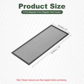 YOKIVE 6 Pcs Magnetic Floor Vent Covers, Floor Register Cover PVC Mesh Air Vent Screen Filters, Great for Home Floor, Wall, Ceiling, Catch Debris Hair Dust (Black, 14-Inch x 6-Inch)
