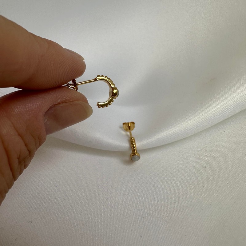 Gold Plated Sterling Silver Moonstone Beaded Stud Earrings