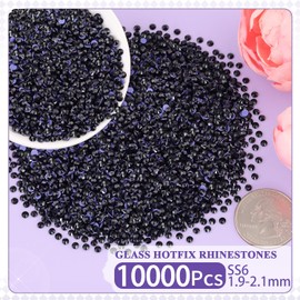 10000Pcs Hotfix Rhinestones for Clothing, Black SS6 Iron On Flatback Glass Gems, Bedazzler Crystals Rhinestones for Crafting Clothes Hats Shoes Fabric Bedazzling Decor Nail Art