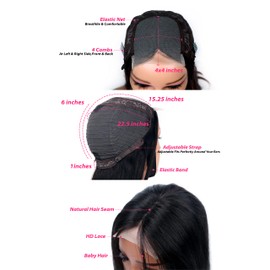 4x4 Closure Wigs For Black Women Human Hair Straight Lace Front Wigs Human Hair 150% Density Glueless Wigs Human Hair Pre Plucked With Baby Hair Frontal Wigs Human Hair Natural Black Color (Straight18 Inch)