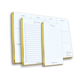 Dany Marcus Notepad set with gold cut, weekly planner, checklist notepad, appointment planner, to-do list