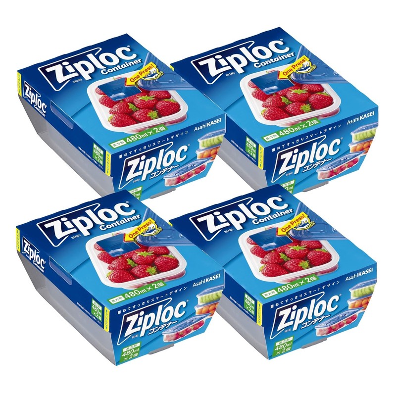 Ziploc Rectangular Container, 16.2 fl oz (480 ml), Set of