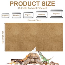 Haull 4 Pcs Reptile Carpet Pet Terrarium Floor Liners Bedding Substrate Liner Supplies Reptile Cage Mat Tank Accessories for Lizard Bearded Dragon Tortoise Snake Leopard (47 x 24 Inch, Coffee)