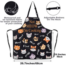 MYSOMY Cat Apron With Pockets Cat Pattern Apron Cat Cooking Apron Cat Baking Apron Not Meow I'm Cooking Cat Kitchen Aprons For Women (Not Meow I'm Cooking Apron)