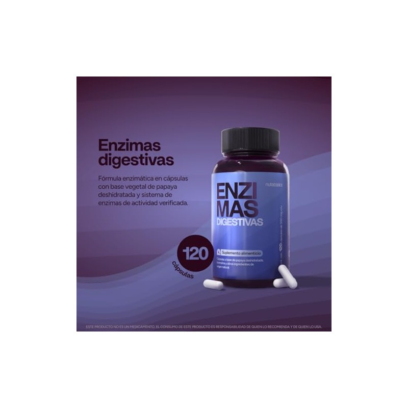 7 Enzimas Digestivas 120 Cápsulas Lactasa Bromelina Lipasa Nutrabasics