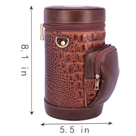 AMANCY Premium Leather Desktop Carry Travel Cigar Case with Pouch Kits, Portable Cigar Humidor for Golf Lovers,Serrated Edge Cutter and Popular Multifunctional 4-in-1 Cigar Lighter Set