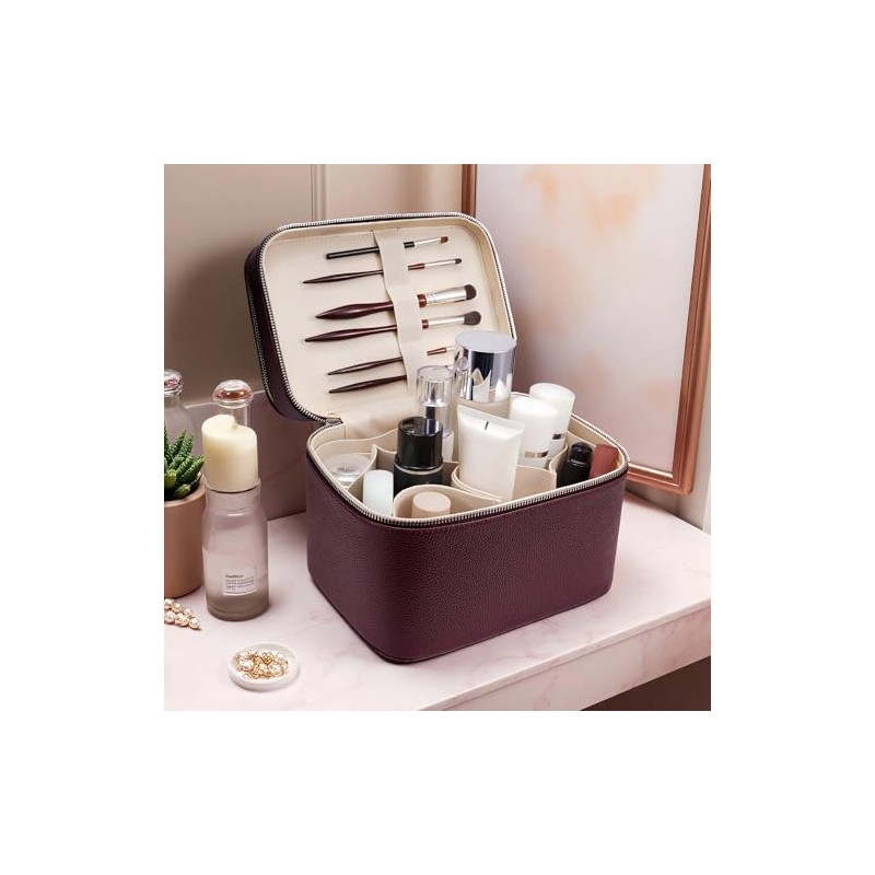 Estuche de Maquillaje, Gran capacidad, impermeable, Doble Capa, con separador