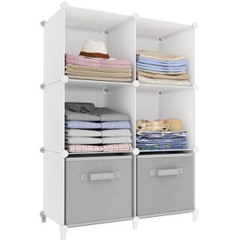 Stackable Closet Organizers and Storage 6 Cube Storage Organizer Closet Organizer for Bathroom Closet Storage for Wardrobe