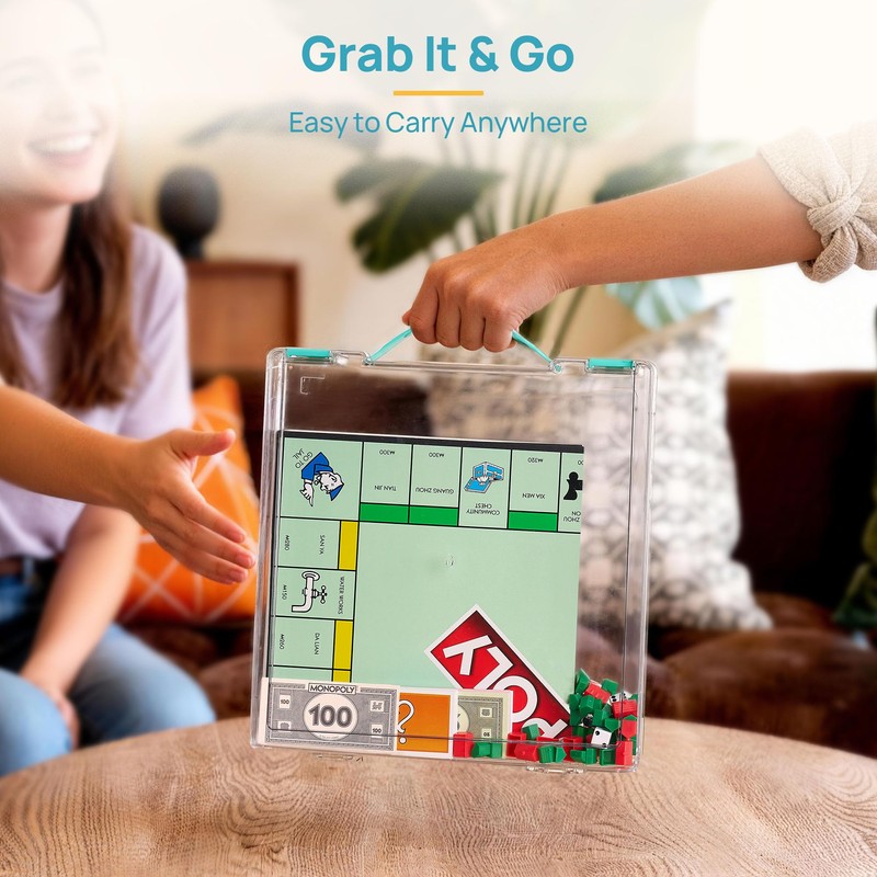 Vtopmart 3 Pack Board Game Storage with Handle and Snap-Tight