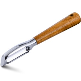 KYDIFS Left Handed Peeler, Kitchen Peeler for Vegetable, Potato, Fruit, Apple, Carrot, Durable Sharp Stainless Steel Blades and Non-Slip Acacia Wood Handle