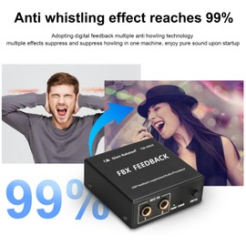 Professional Mini Feedback Suppressor, 2-in 1-Out Microphone Anti-Howling Audio processor Stage ktv Effector, Feedback Frequency Shifter for conference room recording studio