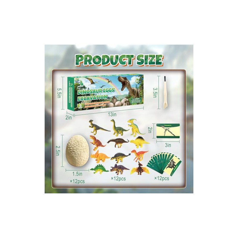 Dino Eggs Dig Kit, 12 Dinosaur Eggs & Unique Dinosaur