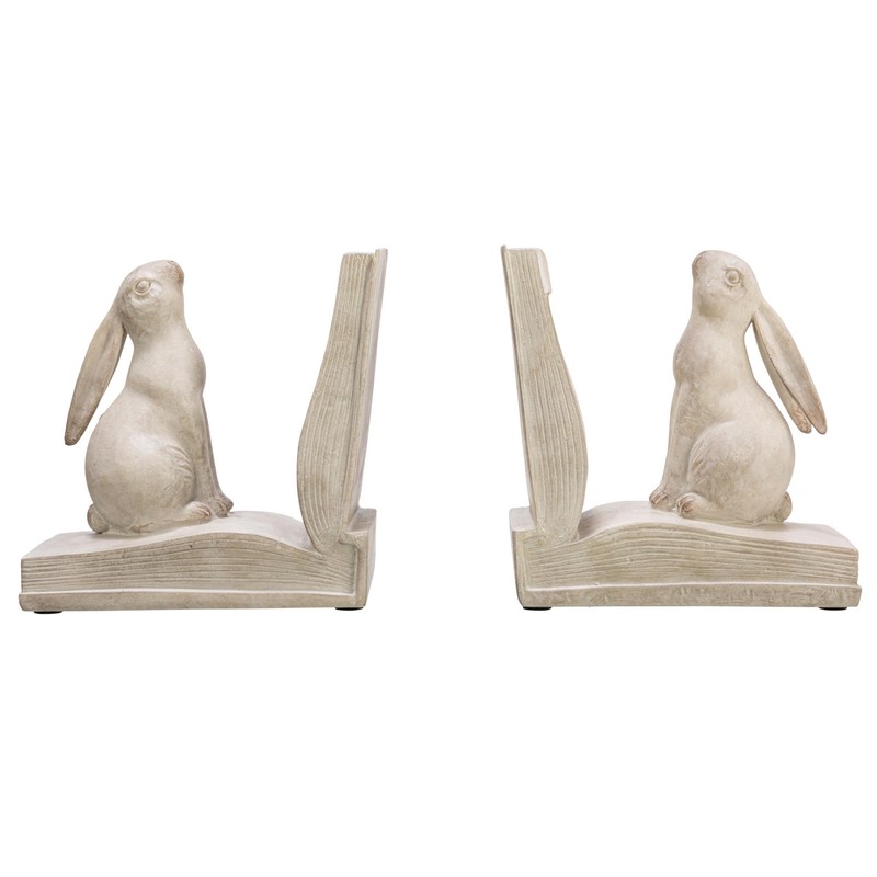 Bunny Rabbit Bookends, Set of 2, White Finish