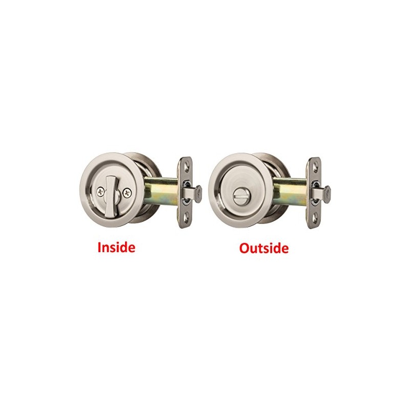 Dynasty Hardware Pocket Door Latch, Round Sliding Handle for Bathroom