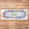 Grey toilet is free or occupied reversible sign with flower
