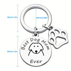 Mom Keychain for Dog Lovers - Best Dog Mom Ever Cute Keychains for Mother's Day Mom Birthday Christmas