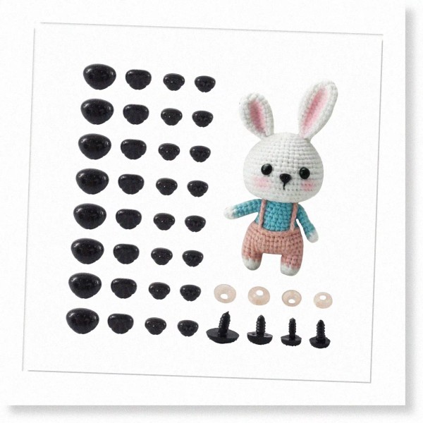 ArtiCraft 100 Sets of Black Plastic Safety Noses with Washers