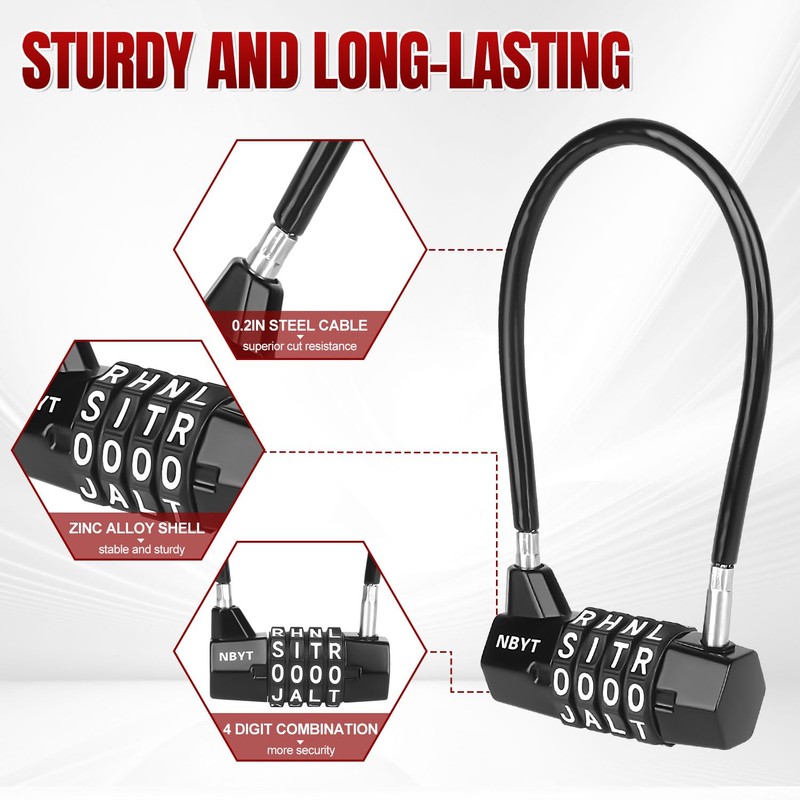 Lawnize Cable Locks with Letters, Text, Words Combination,Steel Cable Rope