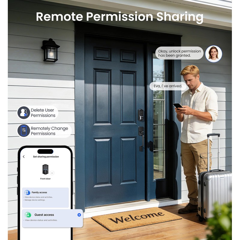 Veise VE027 Built-in Wi-Fi Smart Lock, Fingerprint Keyless Entry Front