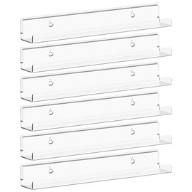 Lifewit Lifewit Floating Shelves for Vinyl Record, 6 Pack 12" Clear Acrylic Wall Shelf Room Decor for Book/Photo/Picture/Makeup Display in Bedroom, Living Room, Bathroom Storage and Organization