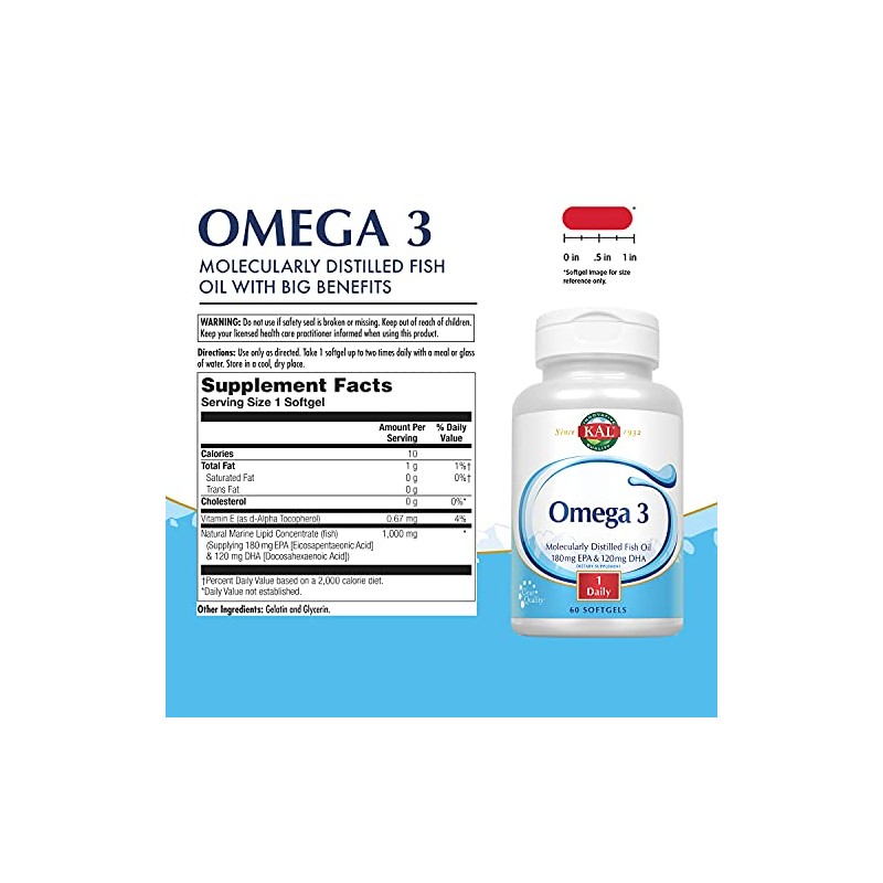 Kal 180120 1000 MG Omega 3 Fish, 60 Count