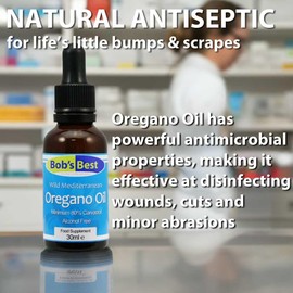 Bob's Best Bob's Best Oregano Oil 100% Pure & Natural Wild Mediterranean - Antioxidant & Antibacterial, Minimum 80% Carvacrol C 30ml
