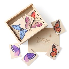 Juego de rompecabezas de mariposas de madera para emparejar a partir de 3 años, 38 piezas con caja de almacenamiento, juego de memoria Montessori de l