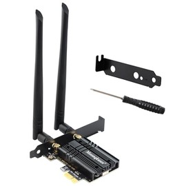 Tarjeta WiFi 6E PCIe WiFi para PC de computadora AX210, hasta 2400Mbps, Bluetooth 5.3, WPA3, 802.11AXE Adaptador inalámbrico de tribanda con MU-MIMO, OFDMA, compatible con Windows 11, Windows 10