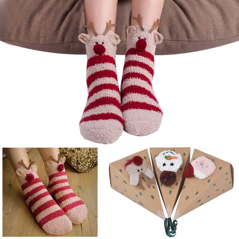 Fascigirl Christmas Socks Women's Cuddly Socks Fluffy Socks Christmas Socks