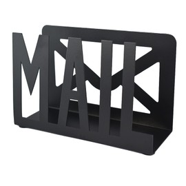 Desktop Letter Holder, Two-Sided Designs Black Metal Desktop Cutout Mail Letter Holder, Letter Sorter Envelope Holder for Home Office School, Bill Filling Paper Document