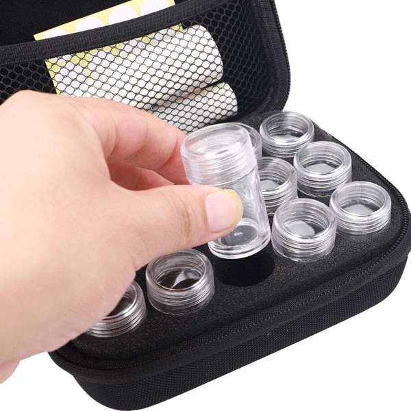 Travel Pill Organizer Small Pill Box,with 15 Divided Tiny Bottl&Writable Label,Cute Pill Bag,Zippered Pill Box Small for Vitamin/Supplement Holder,Weekly Pill Organizer Case for Vitamin & Medicine