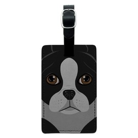 Graphics & More Boston Terrier Dog Pet Leather Luggage Id Tag Suitcase Carry-on, Black