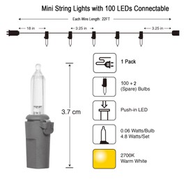 Vigdur 21ft 100 Count String Lights on Brown Wire Cord, UL Approved for Indoor/Outdoor Use, Connectable 120V Clear Outdoor Lights for Xmas Patio Home Party Garden Decor(Warm White)