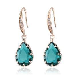 GLESOS Lightweight Drop/Dangle Huggie Earrings,18K Gold Plated Green CZ earrings for Women