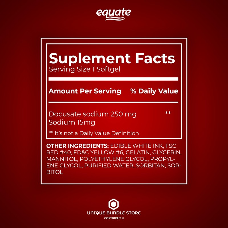 Unique Bundle Store Equate, Stool Softeners Softgels 100mg, 400 Count